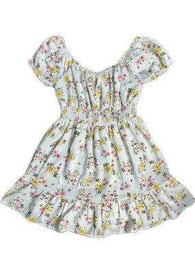Cottagecore Floral Smocked Mini Dress - Puff Sleeve - Juniors M